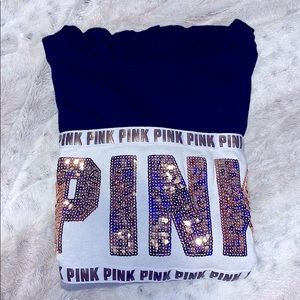 Black and rose gold pink hoodie with no string